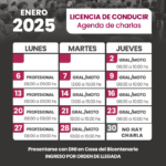 Charlas para Licencia de Conducir: cronograma de enero